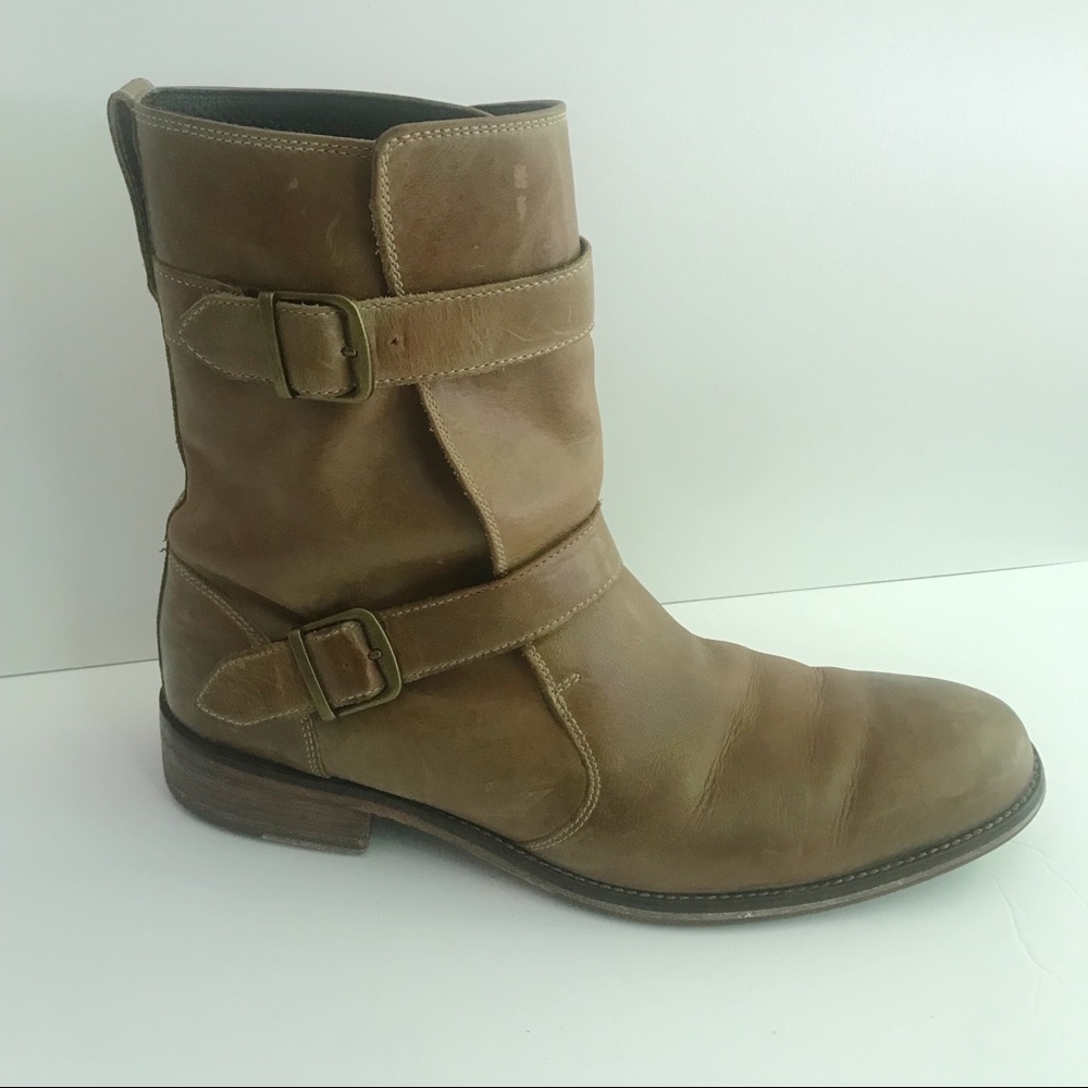 Cole Haan Nike Air Distressed Cognac Leather Insulated Buckle Boots | Sz. 10 |